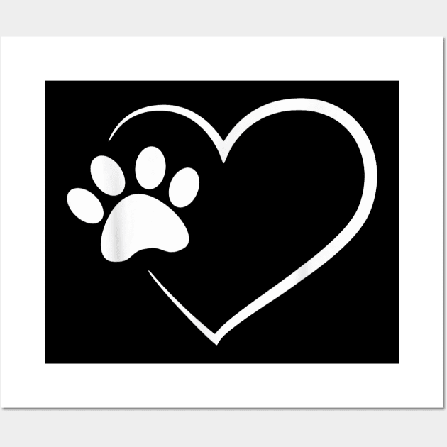 Dog Paw Heart - Dog Lover Gift for Dog Moms Wall Art by elmiragokoryan